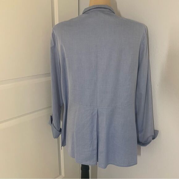 Nina Mclemore 100% Cotton Light Blue Button Down Collared Dress Shirt - Picture 5 of 7